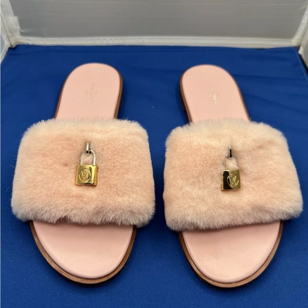 Louis Vuitton Pink Fur Slides